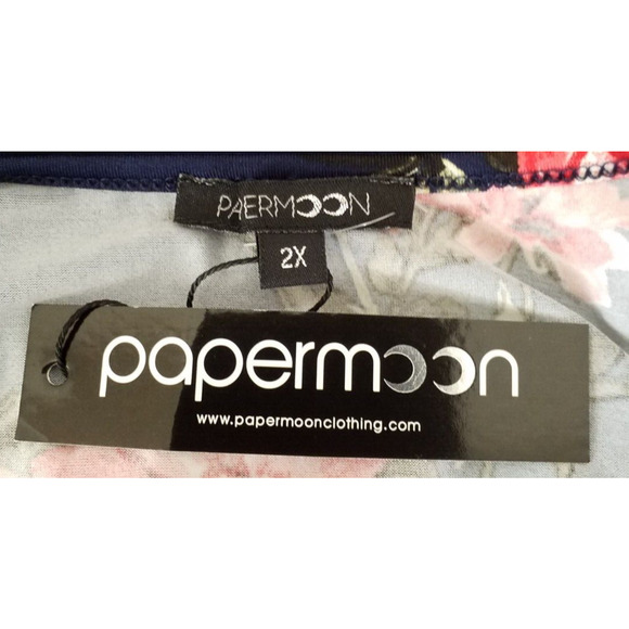 Papermoon Basima Floral Tank | Strappy Back | Navy Pink | Size 2X | NWT - Picture 5 of 7